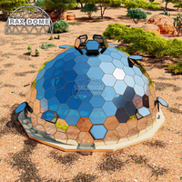 Casa prefabricada de cristal de cúpula geodésica RAXDOME de 10m para glamping Stargazing con tragaluz personalizado