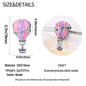 Cute cartoon car and hot <b>air</b> balloon pendants, made of white brass, <b>can</b> be used to make DIY bracelets - Product Image 6