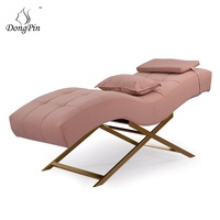 Lit d'extension de cils ergonomique avec base en acier inoxydable en forme de X, lit de beauté professionnel, mobilier de salon