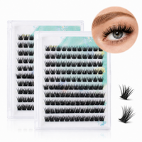 Bande de cils synthétiques noirs, naturels, individuels, faciles à poser, sans colle, cruelty-free, semi-faits à la main, avec bande transparente invisible, DIY