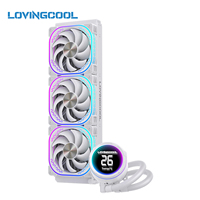 Lovingcool 300W TDP Radiateur 39mm à Roulement Céramique Pompe PWM 800-1800 RPM Refroidissement Liquide CPU pour LGA1851/1700 AM5/AM4 avec Cadre de Contact