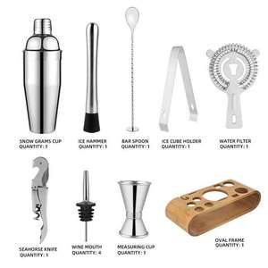 Nhà Máy Outlet Cocktail Shaker Set 750ml tráng <span class=keywords><strong>Bar</strong></span> bartender công cụ với phong cách bằng Gỗ Đứng - Product Image 5