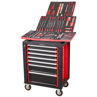 Kinbox 7 Cajones 250PCs Kit de herramientas Taller automotriz Gabinete de acero Caja rodante industrial Carro de herramientas