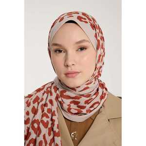 Écharpe en satin de soie style vintage Pure Tone, imprimé léopard, motif à pois couleur terre cuite, saison printemps, en polyester satiné - Product Image 1