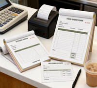 Carnet de commandes personnalisé en carton avec reliure parfaite NCR, imprimé pour les reçus de livraison de cuisine de restaurant