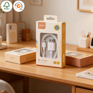 Boîte d'emballage écologique aseptique pour câble PD et tête de charge 20W, boîte en papier pour câble de données PD Type-C - Product Image 1