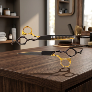 Ensemble de 2 ciseaux de coiffure professionnels en acier inoxydable à dents plates et affûtées pour droitiers - Prix de gros - Product Image 2