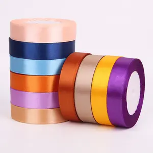 Manufacture Luxury Factory 100% Polyester Stock Ribbon Plain Silk Satin Ribbon Roll