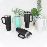 Meilleure vente de gobelet isolé de 40oz avec poignée tasse à café de voyage en acier inoxydable et tasse de gobelet bleu clair personnalisée
