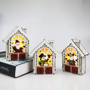 Op Maat Gemaakt Nieuw Led Licht Groothandel Houten Huis Santa Claus Sneeuwman Kids Kerstkalender Kerstversiering Kerstcadeaus