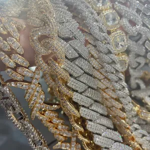 Collier Hip Hop pour homme <span class=keywords><strong>en</strong></span> or jaune 20CM 22CM, chaîne Miami épaisse et lourde avec diamants, chaîne cubaine glacée pour mariage ou cadeau - Product Image 2