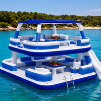 Canapé flottant gonflable robuste à double pont avec table et sièges pour usage commercial et divertissement en extérieur