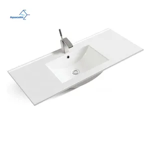 Aquacubic Rectangular Table Top Large Bathroom Cabinet Ceramic Wash Basin Price