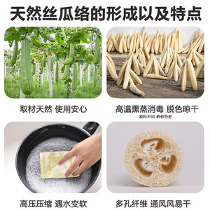 ฟองน้ำใยบวบธรรมชาติ ขนาด 10 ซม. รูปทรงสี่เหลี่ยมผืนผ้า สำหรับทำความสะอาดหม้อและกระทะในครัว - Product Image 4