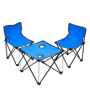 휴대용 경량 옥스포드 피복 강철 야영 쉬운 휴대용 테이블 세트 4 개의 의자를 가진 접히는 테이블을 가진 제일 야영 의자 2023