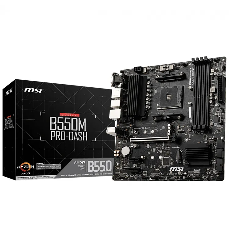 MSI b550m Pro-Dash sử dụng hỗ trợ Bo mạch chủ cho Bộ xử lý Ryzen AMD thế hệ thứ 3 và Bộ xử lý Ryzen AMD trong tương lai với bản cập nhật BIOS