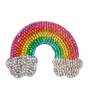 Apliques adhesivos de diamantes de imitación brillantes Hierro brillante en parche de sombrero de arco iris Parches de hierro de diamantes de imitación para la playa - Product Image 1