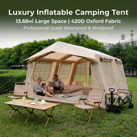 Tente gonflable d'extérieur 13,68 m² en Oxford 420D imperméable avec protection UV, installation facile, pour le glamping et le camping hivernal