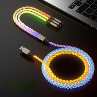 Câble de données multi-têtes USB 3-en-1 en cuivre étamé Type-C Micro USB pour lampe d'ambiance de voiture, lumière magique RVB à dégradé, charge rapide 6A