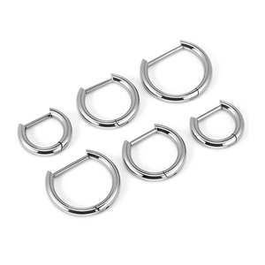 Boucles d'oreilles en forme de D sans couture en alliage de titane ASTM F136 G23, soin après-piercing, <span class=keywords><strong>boucle</strong></span> droite, piercing du <span class=keywords><strong>cartilage</strong></span> - Product Image 1