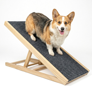 Factory Price Wooden Pets Ladder Pet Stairs <strong>Dog</strong> Pets <strong>Ramp</strong> with Non-Slip Carpet Adjustable Heights for High Bed <strong>Dogs</strong> &amp; Cats Use - Product Image 1
