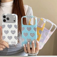 Coques de téléphone chromées argentées pour iPhone 17 16 Pro Max, design mignon en forme de cœur, coque de téléphone antichoc