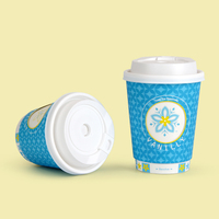 Gobelet à café en papier à double paroi jetable, nouveau design personnalisé, avec fenêtre rotative et motif interactif révélateur, pour café et boulangerie