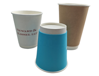 Gobelet en papier à double paroi jetable de 8 oz, 12 oz, 16 oz pour boissons chaudes, biodégradable, avec logo personnalisable en PE pour le café