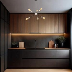 CBMMart 2025 Noir préfabriqué intégré intégré <span class=keywords><strong>cuisine</strong></span> intelligente 2024 nouveautés <span class=keywords><strong>cuisine</strong></span> avec îlot en bois <span class=keywords><strong>cuisine</strong></span> cabienet - Product Image 1