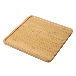 Plateau de service en bambou rectangulaire et rond, style simple, pour la maison et l'hôtellerie, plateau en bois avec finition naturelle - Product Image 5