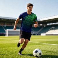T-shirt de sport à manches courtes vert néon marine pour la course, le fitness et l'entraînement – Vente en gros