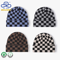 Gorro de Punto Retro con Diseño de Tablero de Ajedrez, Fabricación Directa de Fábrica OEM ODM, con Logotipo de Letras de Silicona, para Actividades Casuales y Urbanas