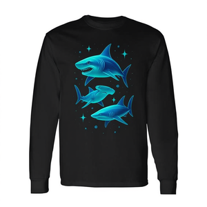 Camiseta Retro de Manga Larga con Estampado Digital de Tiburón Martillo, Unisex para Adultos, Cuello Redondo, para Actividades Promocionales - Product Image 2