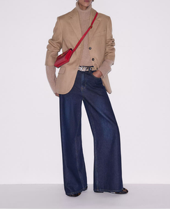 กางเกงยีนส์เดนิมสีน้ำเงินเข้มเอวสูงทรงขากว้างสำหรับผู้หญิง มีกระเป๋า ทรงหลวม เหมาะสำหรับใส่ลำลองในชีวิตประจำวันและชุดสไตล์สตรีท - Product Image 1