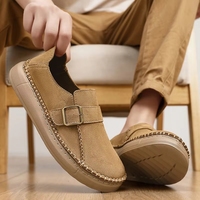 Nouvelles Chaussures d'Affaires d'Été 2026 pour Hommes, Respirantes, en Cuir, Mocassins Basses à Enfiler, Bout Rond, Semelle Extérieure en Caoutchouc