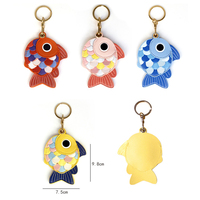 Porte-clés en cuir poisson-clown mignon, porte-clés personnalisé en cuir avec dragonne et breloque de sac, cadeau artisanal fait main