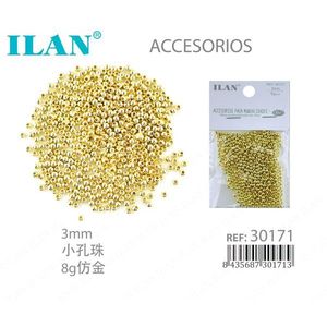 Perline in metallo ILAN 3mm placcate oro con foro piccolo per la creazione di gioielli - Product Image 1