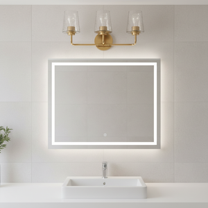 OEM ODM Modern Gold 3-Light Indoor <strong>Bathroom</strong> Mirror <strong>Lamps</strong> Glass <strong>Shades</strong> Brushed Brass Polished Steel Wall Sconce - Product Image 5