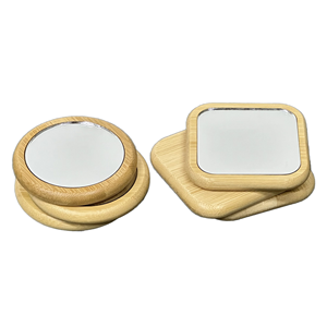 New Silver Finish Personalized Bamboo Desktop Cosmetic <b>Mirror</b> with Aluminum Insert Single-Sided - Product Image 1