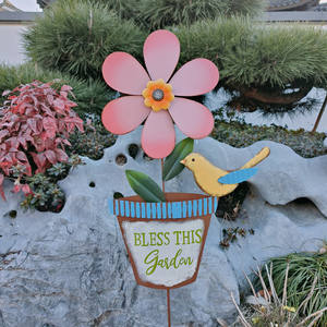 Spinner à <span class=keywords><strong>vent</strong></span> géant jaune tournesol piquet de <span class=keywords><strong>jardin</strong></span> double <span class=keywords><strong>vent</strong></span> alimenté en métal décor de <span class=keywords><strong>jardin</strong></span> extérieur et art de cour - Product Image 5