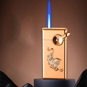 Encendedor basculante de Metal a prueba de viento en relieve, diseño de logotipo personalizado, encendedor a prueba de viento de un solo fuego - Product Image 4