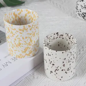 2022 New Creative Candle Jar Round Ink Splashing Aromatherapy Set Iridescent Ceramic Candle Jar