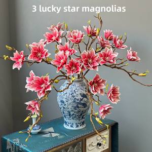 Fleurs artificielles de <span class=keywords><strong>magnolia</strong></span> <span class=keywords><strong>rose</strong></span> 3 étoiles porte-bonheur pour mariages, décoration intérieure et accessoires de photographie - Product Image 5