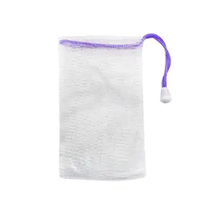 Peeling örgü sabun kılıfı kabarcık köpük Net sabun çuval tasarrufu kılıfı İpli tutucu çanta