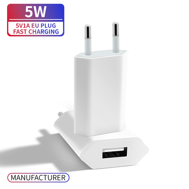 Universal Portable USB Electric Wall Mount Charger Socket 5V 1A 5W Travel Adapter Phone US EU Plug Fast Charging OVP Wholesale