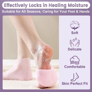 Ensemble de chaussettes en silicone pour gants hydratants, chaussettes antidérapantes en gel doux pour spa, adoucissant la peau sèche et craquelée des pieds - Product Image 3