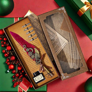 European Retro <b>Gold</b> Window Mechanical Feather <b>Pen</b> High Quality Metal for Writing or Student Use Inside a Gift Box - Product Image 4