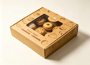 Boîte à pâtisserie en papier kraft avec fenêtre transparente, style tiroir, emballage alimentaire recyclable, impression quadricolore, option de logo personnalisé - Product Image 3