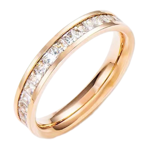 Bague <span class=keywords><strong>pour</strong></span> femme personnalisée à simple ou double rangée Bague <span class=keywords><strong>pour</strong></span> femme en acier titane étanche avec diamant - Product Image 2
