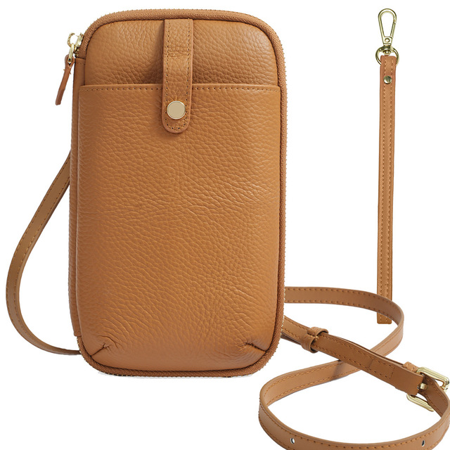 Large Capacity Genuine Leather Cross Body Bag Woman Zipper Luxury Design Phone Bag Custom Name Casual Card Holder Coin Purse